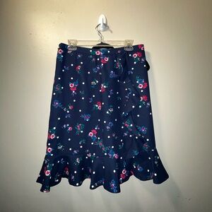 Draper James Navy Floral Ruffle Skirt